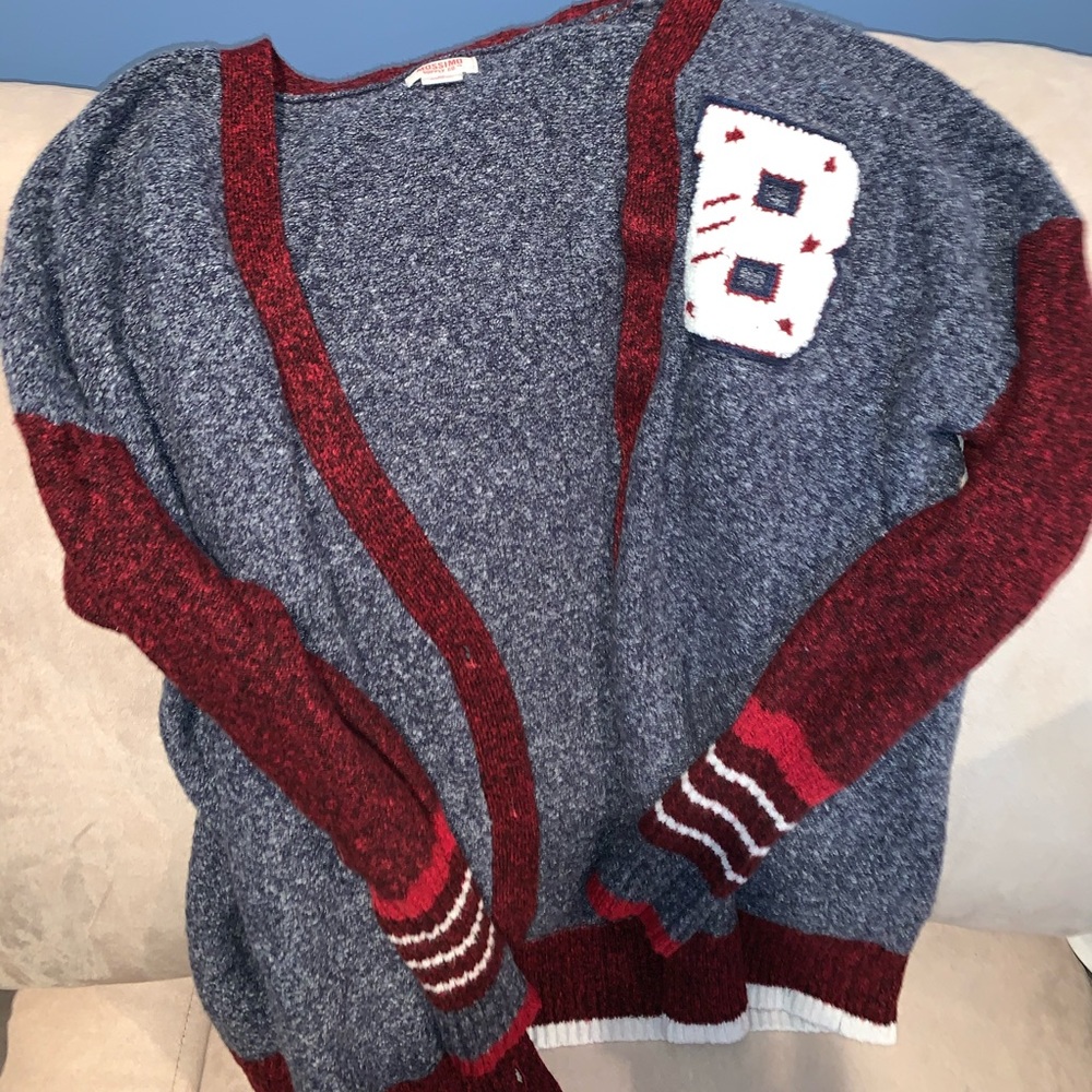 varsity style cardigan